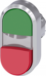 Doppeldrucktaster, beleuchtbar, tastend, Bund oval, grün/rot, Einbau-Ø 22.3 mm, 3SU1051-3BB42-0AA0