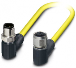Sensor-Aktor Kabel, M12-Kabelstecker, abgewinkelt auf M12-Kabeldose, abgewinkelt, 4-polig, 0.5 m, PVC, gelb, 4 A, 1406183