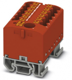 Verteilerblock, Push-in-Anschluss, 0,14-4,0 mm², 13-polig, 24 A, 8 kV, rot, 3274192