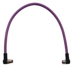 Sensor-Aktor Kabel, M12-Kabelstecker, abgewinkelt auf M12-Kabeldose, abgewinkelt, 4-polig, 1 m, TPE, violett, 21349091487010