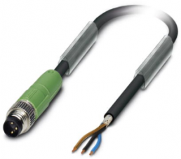 Sensor-Aktor Kabel, M8-Kabelstecker, gerade auf offenes Ende, 3-polig, 5 m, PUR, schwarz, 4 A, 1521630