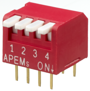 DIP-Schalter, Aus-Ein, 4-polig, gerade, 25 mA/24 VDC, NDP-04-V