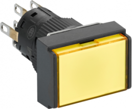 Drucktaster, tastend, Bund rechteckig, gelb, Frontring schwarz, Einbau-Ø 16 mm, XB6EDW5B2P