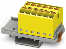 Verteilerblock, Push-in-Anschluss, 0,2-6,0 mm², 12-polig, 32 A, 6 kV, gelb, 3273554