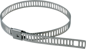 Kabelbinder, Edelstahl, (L x B) 300 x 7 mm, Bündel-Ø 80 mm, schwarz, UV-beständig, -80 bis 540 °C