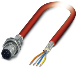 Sensor-Aktor Kabel, M12-Kabelstecker, gerade auf offenes Ende, 4-polig, 5 m, PVC, rot, 4 A, 1419161