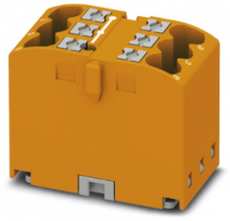 Verteilerblock, Push-in-Anschluss, 0,14-4,0 mm², 6-polig, 24 A, 6 kV, orange, 3273282