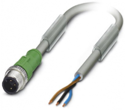 Sensor-Aktor Kabel, M12-Kabelstecker, gerade auf offenes Ende, 3-polig, 5 m, PUR, grau, 4 A, 1456750