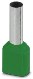 Isolierte Doppel-Aderendhülse, 6,0 mm², 25 mm/14 mm lang, DIN 46228/4, grün, 1213205