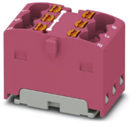 Verteilerblock, Push-in-Anschluss, 0,14-2,5 mm², 6-polig, 17.5 A, 6 kV, pink, 3002900