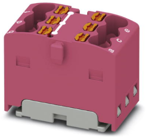 Verteilerblock, Push-in-Anschluss, 0,14-2,5 mm², 6-polig, 17.5 A, 6 kV, pink, 3002787