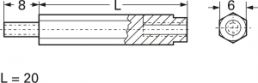 Sechskant-Abstandsbolzen, Außen-/Innengewinde, M3/M3, 20 mm, Polyamid