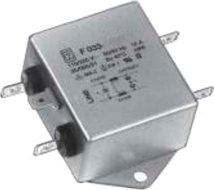 RFI Filter, 50 bis 60 Hz, 10 A, 110/250 VAC, 750 µH, Flachstecker 6,3 mm, F033-010/500