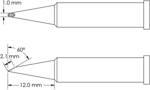 Lötspitze, Hufform, Ø 1 mm, (L) 12 mm, GT6-HF6010V