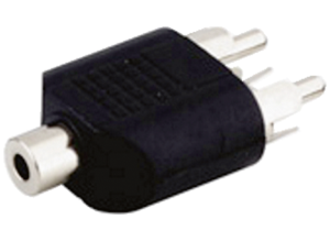 Audio-Adapter Klinke/Cinch, 2 x Cinchstecker, 1 x 3,5 mm-Klinkenkupplung, stereo, gerade