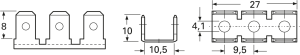 Flachsteckverteiler, 2 x 3 Kontakte, 6,3 x 0,8 mm, L 10.5 mm, unisoliert, abgewinkelt, 17418.123.111