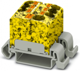 Verteilerblock, Push-in-Anschluss, 0,2-6,0 mm², 7-polig, 32 A, 6 kV, gelb/schwarz, 3273744