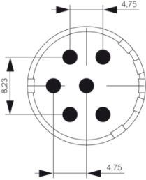 Einsatz für Sensor/Aktor-Steckverbinder, SAI-M23-BE-6-F