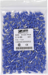 Isolierte Aderendhülse, 2,5 mm², 13 mm/6 mm lang, DIN 46228/4, blau, V30AE004103