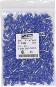 Isolierte Aderendhülse, 2,5 mm², 17 mm/10 mm lang, DIN 46228/4, blau, V30AE003702
