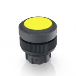 RAFIX 22 QR, Leuchtdrucktaster, Blende flach, Bundrund, tastend, Frontring schwarz, Blende gelb