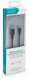 USB 2.0 Adapterleitung, USB Stecker Typ A auf Micro-USB Buchse Typ B, 1 m, schwarz
