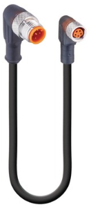 Sensor-Aktor Kabel, M12-Kabelstecker, abgewinkelt auf M8-Kabeldose, abgewinkelt, 5-polig, 15 m, PVC, schwarz, 3 A, 934898208