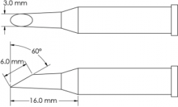 Lötspitze, Hufform, Ø 3 mm, (L) 16 mm, GT6-HF6030S