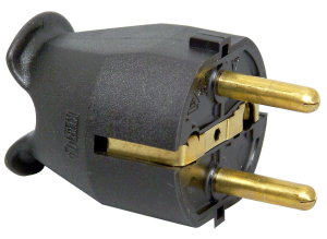 Schuko-Stecker gerade, 3 x 1,5 mm², schwarz, 16 A/250 V, IP20