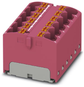 Verteilerblock, Push-in-Anschluss, 0,2-6,0 mm², 12-polig, 32 A, 6 kV, pink, 3273961