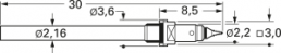 Pneumatik-Federkontakt mit Tastkopf, Waffel, Ø 2.16 mm, Hub 10 mm, RM 4 mm, L 30 mm, 4004/G-C-0.6N-RH-2.5