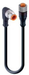 Sensor-Aktor Kabel, M12-Kabelstecker, abgewinkelt auf M12-Kabeldose, gerade, 8-polig, 1.5 m, PUR, schwarz, 2 A, 14751