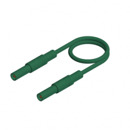 Messleitung mit (4 mm Stecker, gefedert, gerade) auf (4 mm Stecker, gefedert, gerade), 2 m, grün, PVC, 1,0 mm², CAT III