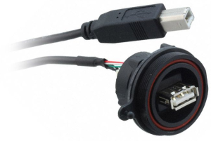 USB 2.0 Kabel für Frontplattenmontage, USB Stecker Typ A auf USB Stecker Typ B, 0.5 m, schwarz