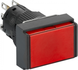 Drucktaster, beleuchtbar, rastend, 1 Wechsler, Bund rechteckig, rot, Frontring schwarz, Einbau-Ø 16 mm, XB6EDF4B1P