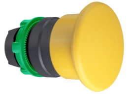 Drucktaster, tastend, Bund rund, gelb, Frontring schwarz, Einbau-Ø 22 mm, ZB5AC5