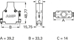 D-Sub Steckverbindergehäuse, Größe: 2 (DA), gerade 180°, Kabel-Ø 5,72 mm, Zinkdruckguss, silber, 5745172-3