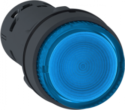 Drucktaster, rastend, Bund rund, blau, Frontring schwarz, Einbau-Ø 22 mm, XB7NJ06G1