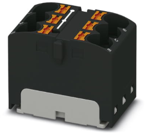 Verteilerblock, Push-in-Anschluss, 0,2-6,0 mm², 6-polig, 32 A, 6 kV, schwarz, 3273804