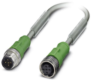 Sensor-Aktor Kabel, M12-Kabelstecker, gerade auf M12-Kabeldose, gerade, 5-polig, 0.6 m, PUR, grau, 4 A, 1454561
