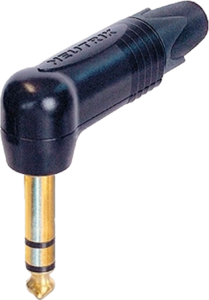 6.35 mm Winkel-Klinkenstecker, 3-polig (stereo), Lötanschluss, Metall, NP3RX-B