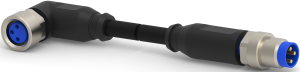 Sensor-Aktor Kabel, M8-Kabeldose, abgewinkelt auf M8-Kabelstecker, gerade, 3-polig, 1.5 m, PUR, schwarz, 4 A, 3-2273124-4