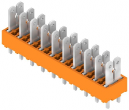 Leiterplattenklemme, 10-polig, RM 5 mm, 0,2-2,5 mm², 15 A, Flachstecker, orange, 9500490000