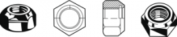 Sechskantsicherungsmutter, M3, Stahl verzinkt mit Kunststoffeinsatz, DIN 985N