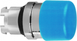 Drucktaster, tastend, Bund rund, blau, Frontring silber, Einbau-Ø 22 mm, ZB4BC64