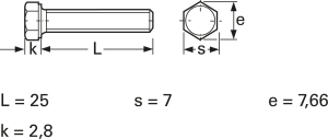 Sechskantschraube, Außensechskant, M4, 25 mm, Stahl, verzinkt, DIN 933/ISO 4017