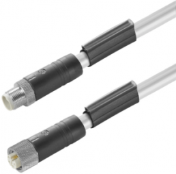 Sensor-Aktor Kabel, M12-Kabelstecker, gerade auf M12-Kabeldose, gerade, 5-polig, 1.5 m, PUR, schwarz, 16 A, 2455260150