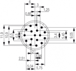 Einsatz für Sensor/Aktor-Steckverbinder, SAI-M23-BE-17-F-G