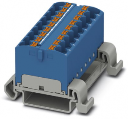 Verteilerblock, Push-in-Anschluss, 0,2-6,0 mm², 18-polig, 32 A, 6 kV, blau, 3273704