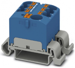 Verteilerblock, Push-in-Anschluss, 0,2-6,0 mm², 7-polig, 32 A, 6 kV, blau, 3273726